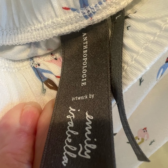 NWT new large Anthropologie briar pajama pants winter ice skate print white ski - Picture 6 of 17